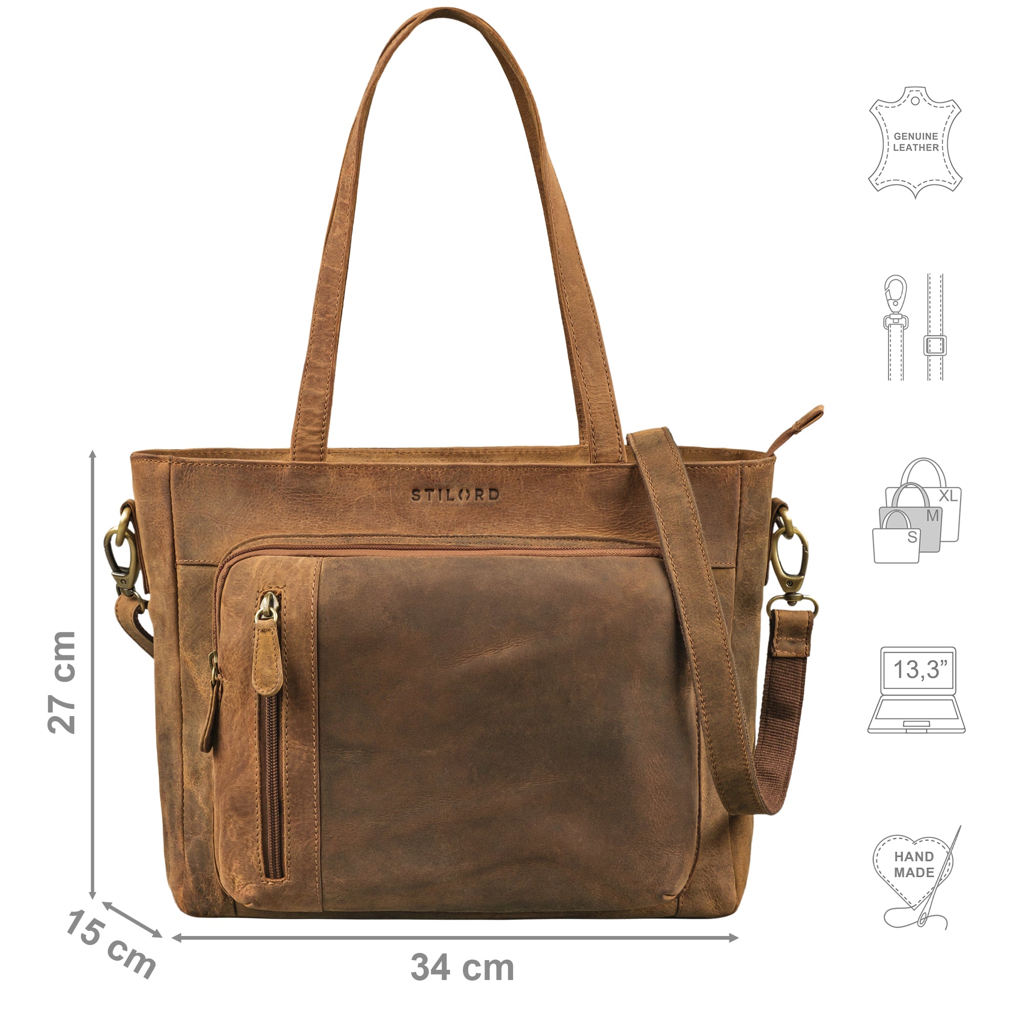 braune Shopper-Handtasche für Damen aus Leder
