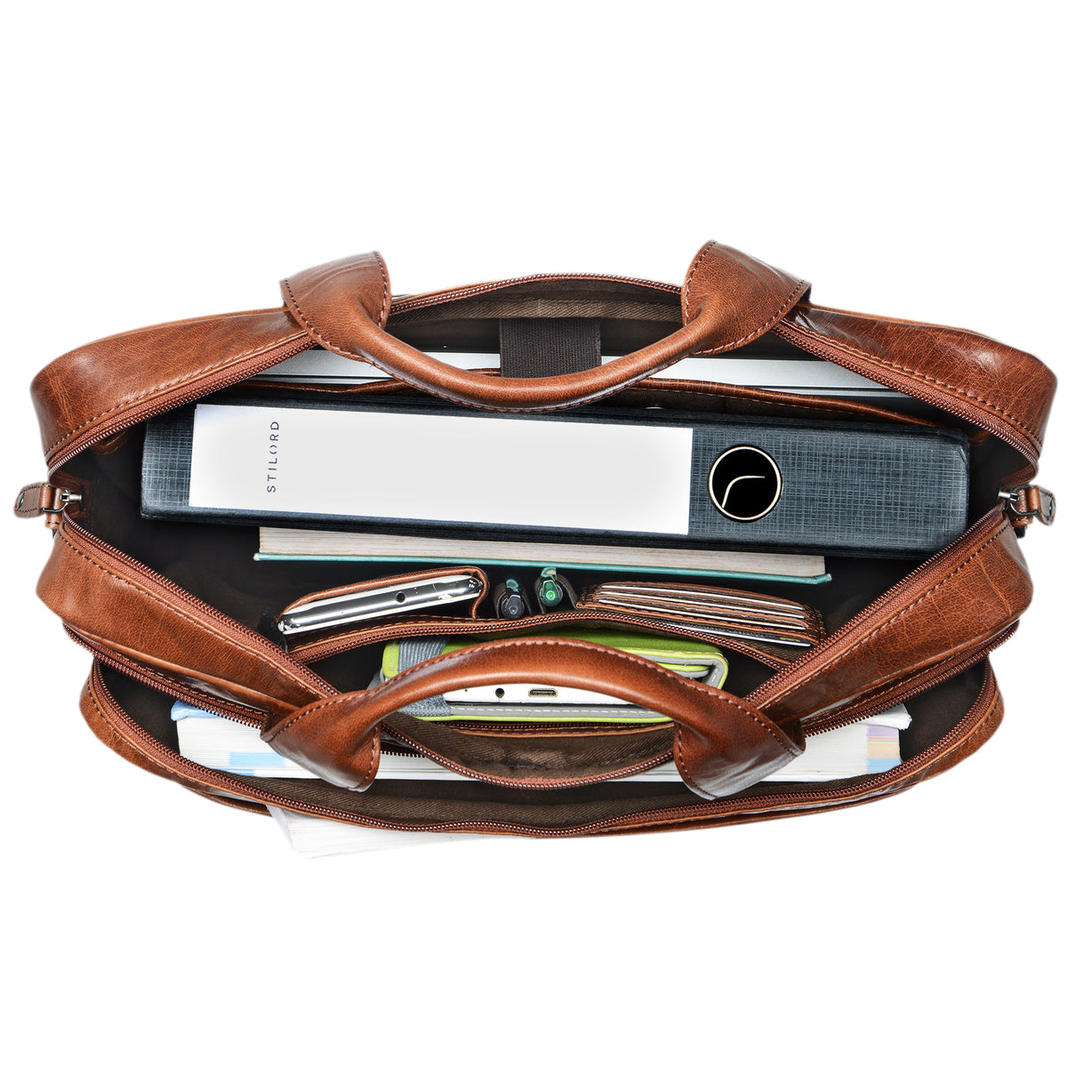 Aktentasche Bürotasche Herren Leder braun Retro