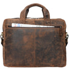 Schultertasche aus echtem Leder braun Laptopfach 