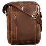 "Irving" Bolsa Vintage de Cuero Marrón Pequeña para Hombro 10.1"