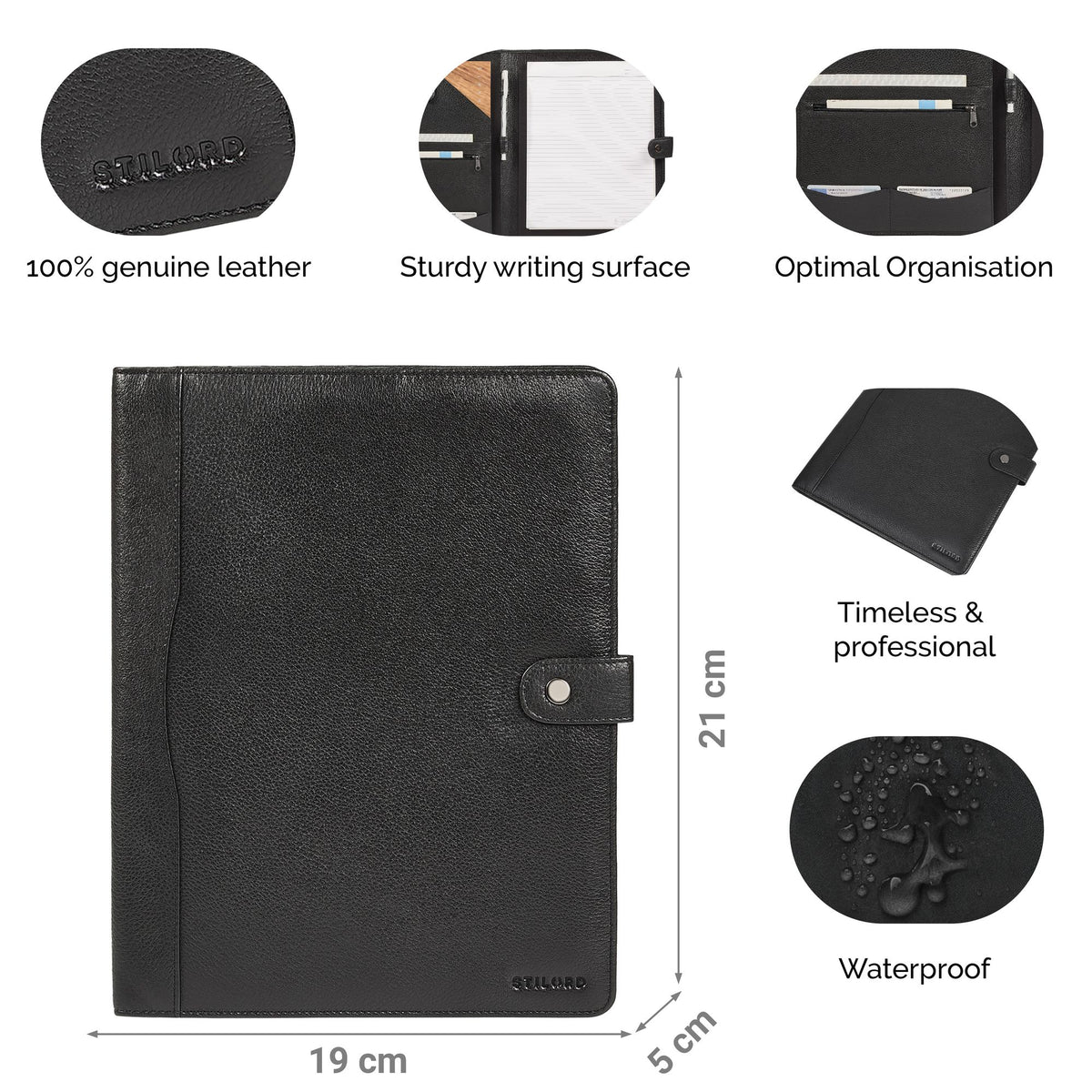 leather document folder a4 men black