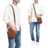 „Brandon“ Bolso De Cuero Marrón Hombre Bandolera Pequeña 7 Pulgadas