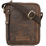„Brandon“ Bolso De Cuero Marrón Hombre Bandolera Pequeña 7 Pulgadas