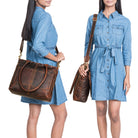 Schultertasche Damen Leder Cognac Groß