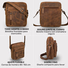 Kleine braune Schultertasche aus Vintage-Leder, quadratisch, Front- und Reißverschlusstasche, verstellbarer Schultergurt